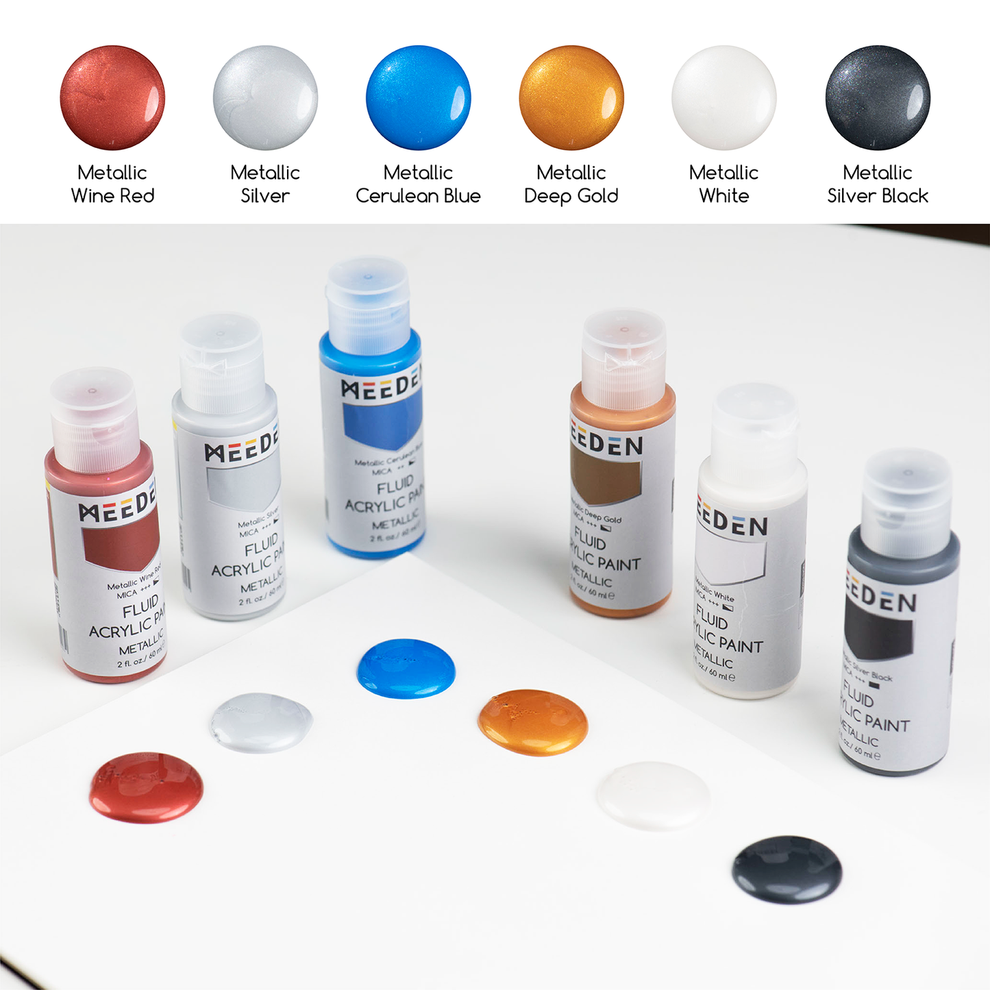 MEEDEN Art metallic acrylverf set 6 kleuren - 2