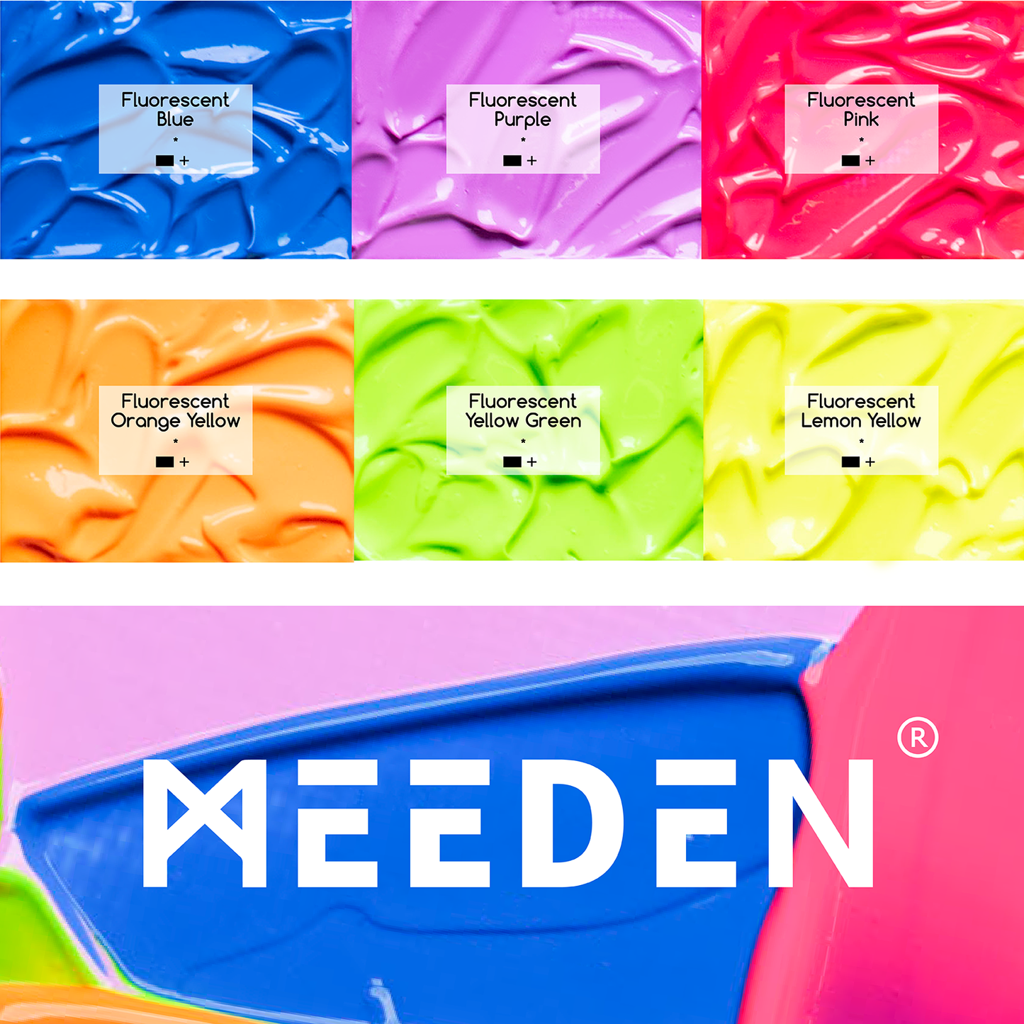 MEEDEN Art neon acrylverf set 6 kleuren - 1