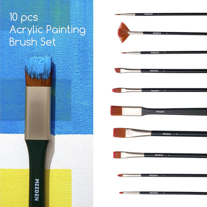 Penselenset Acrylverf 10-delig – MEEDEN Art
