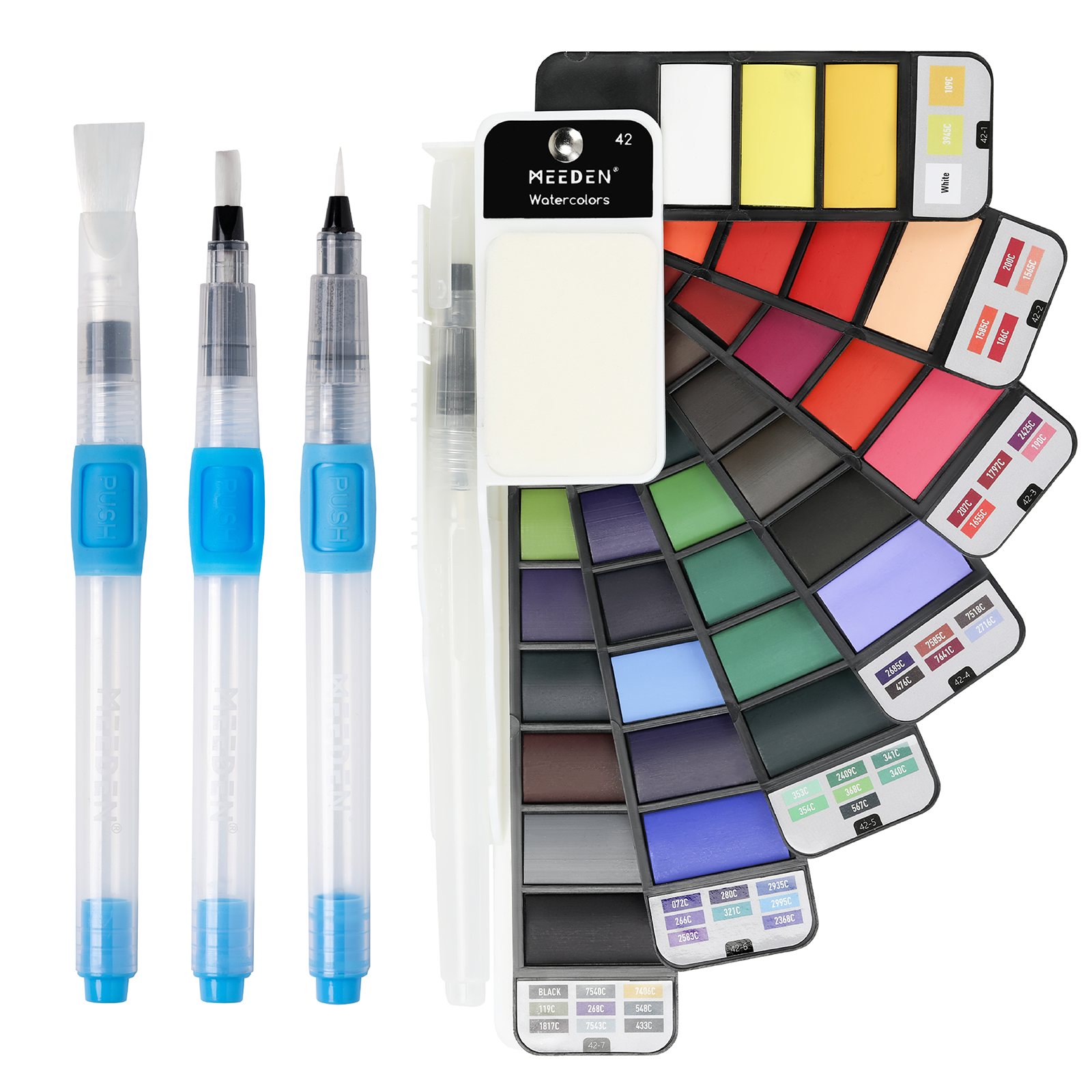 MEEDEN Art 42 basiskleuren draagbare aquarelverfset - 1