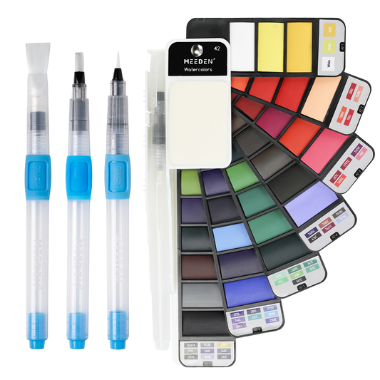 MEEDEN Art 42 basiskleuren draagbare aquarelverfset - 1