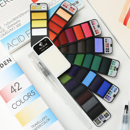 MEEDEN Art 42 basiskleuren draagbare aquarelverfset - 4