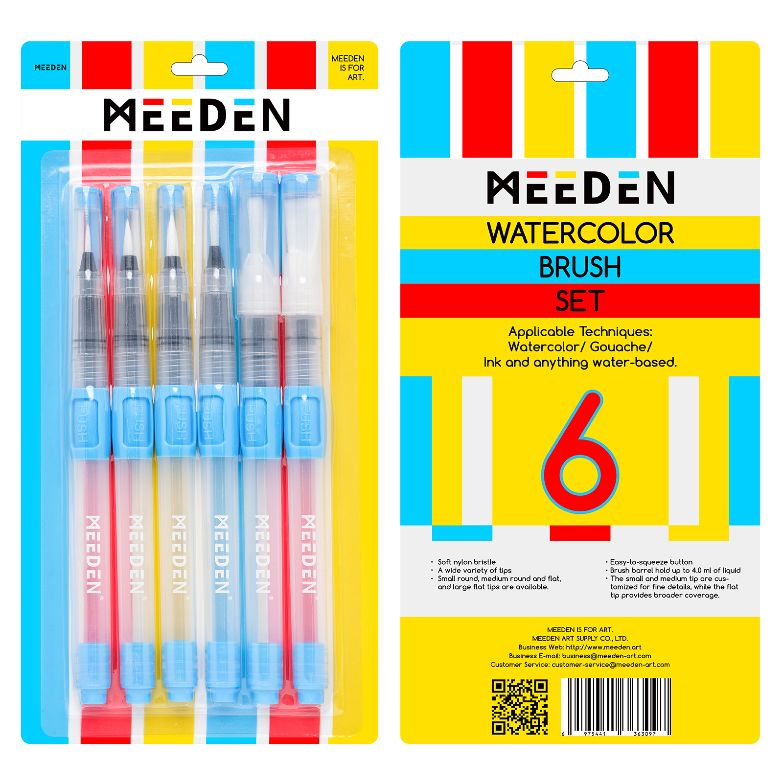 MEEDEN Art 6-delige hervulbare aquarelpenset | Schilderverf Club