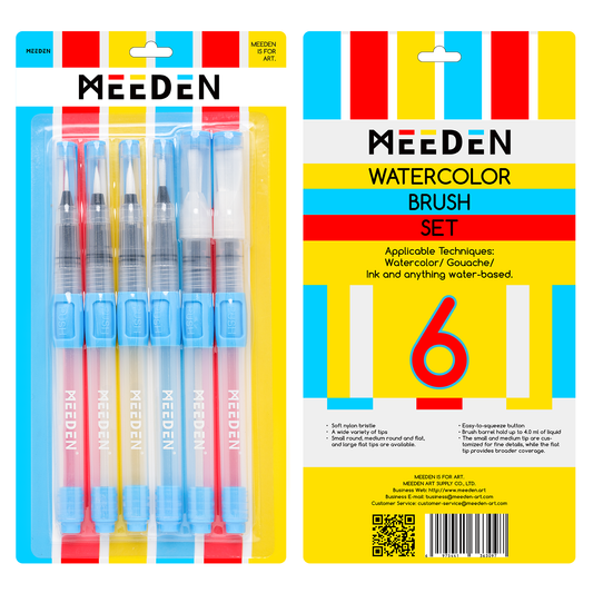 MEEDEN Art 6-delige hervulbare aquarelpenset | Schilderverf Club