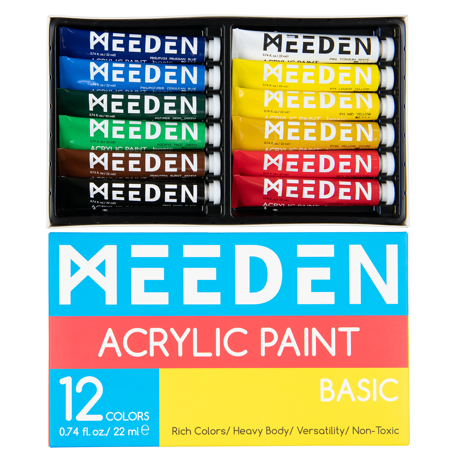 MEEDEN Art acrylverf set 12 kleuren - 1