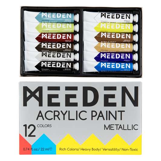 MEEDEN Art acrylverf set 12 metallic kleuren - 1