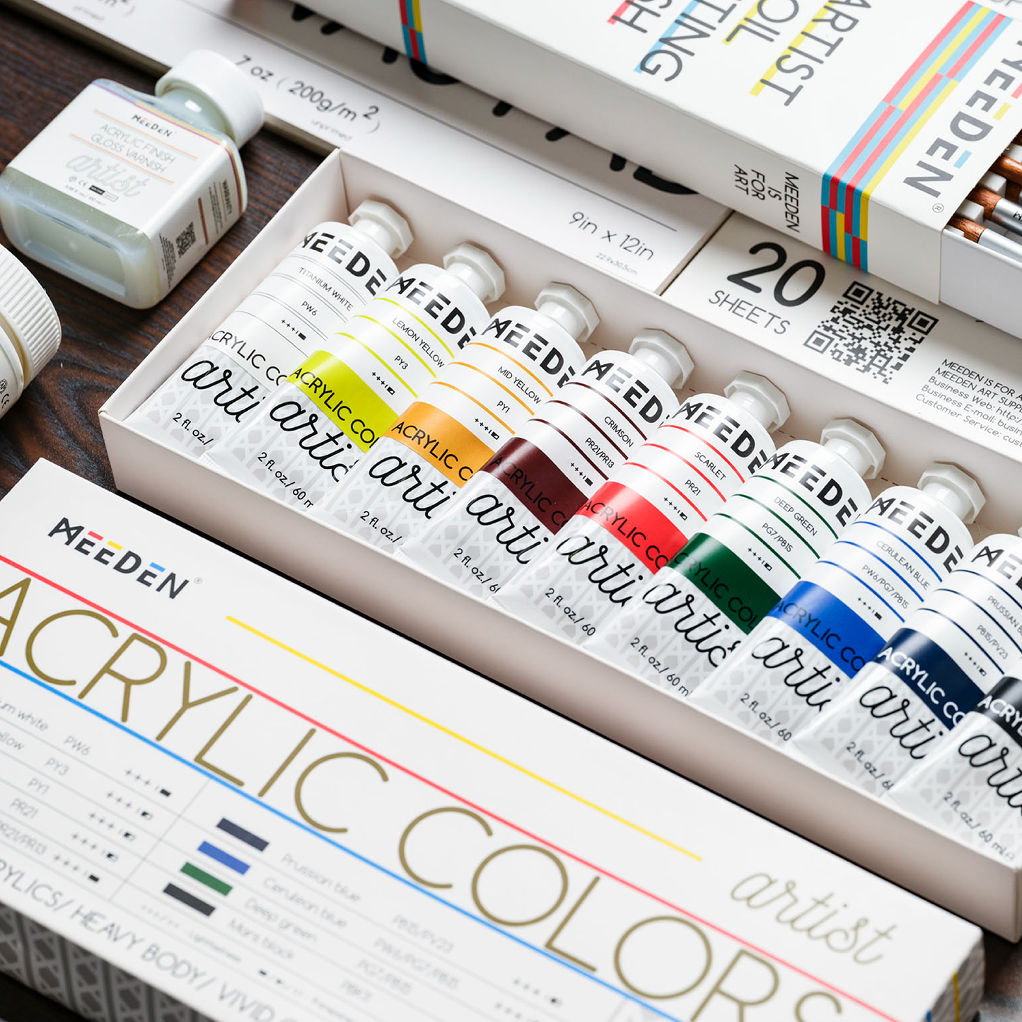 MEEDEN Art artist grade acrylverf set 9 kleuren - 1