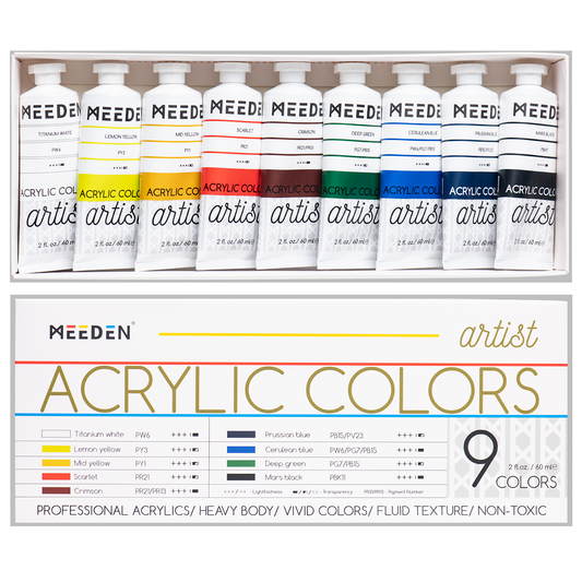 MEEDEN Art artist grade acrylverf set 9 kleuren - 2