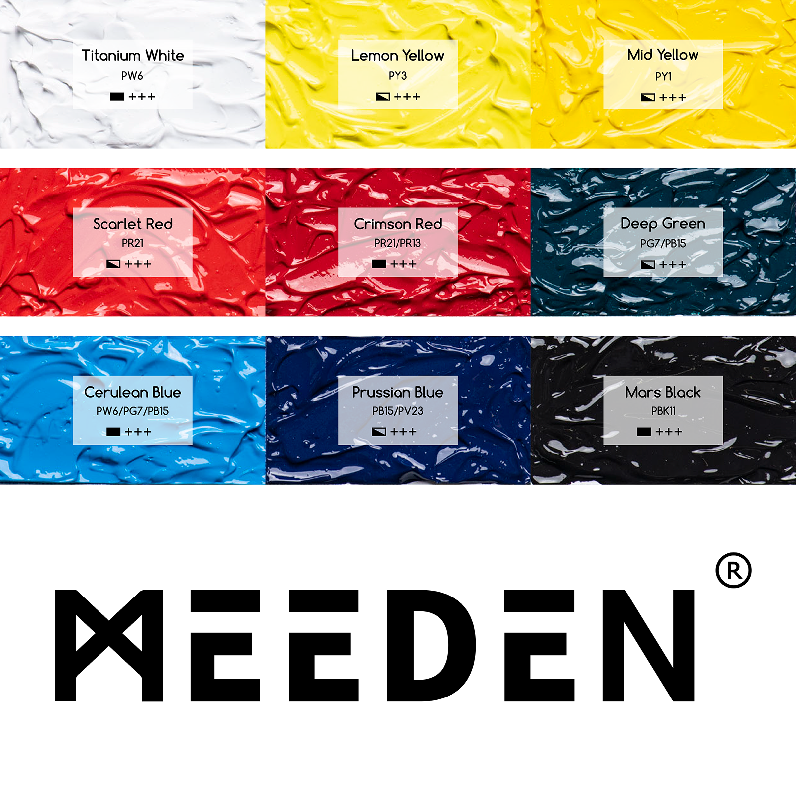 MEEDEN Art artist grade acrylverf set 9 kleuren - 3