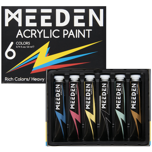 MEEDEN Art glitter acrylverf set 6 kleuren - 1