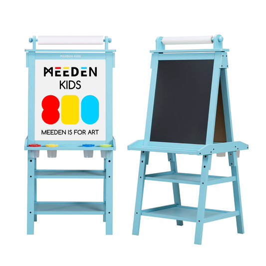 MEEDEN Art kinder schilderset met ezel lichtblauw | Schilderverf Club