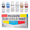 Vloeibare metallic acrylverf set 6 kleuren – MEEDEN Art