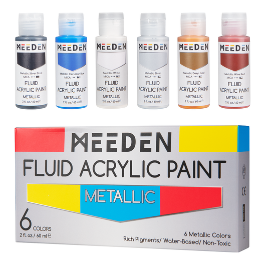MEEDEN Art metallic acrylverf set 6 kleuren - 1