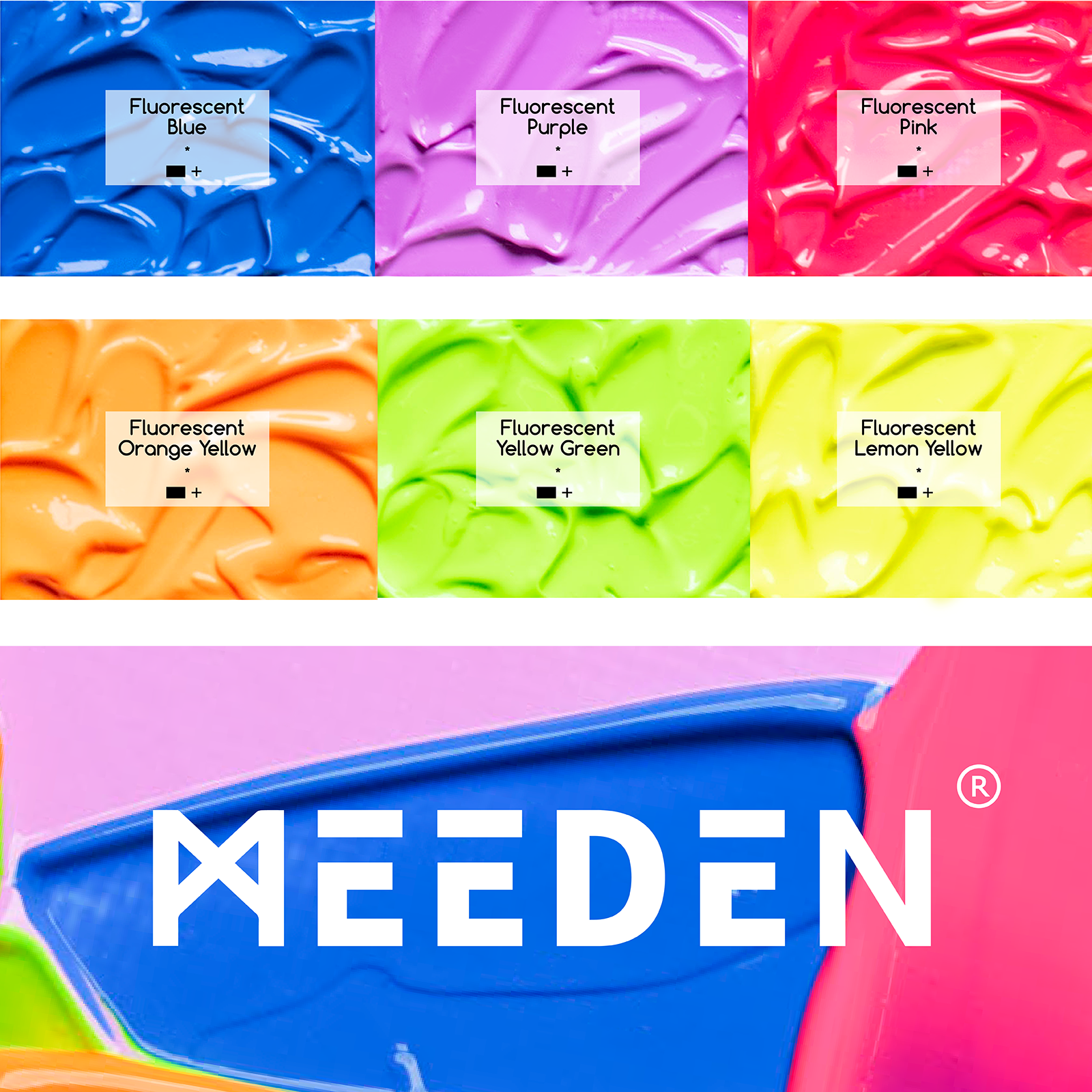 MEEDEN Art neon acrylverf set 6 kleuren - 1