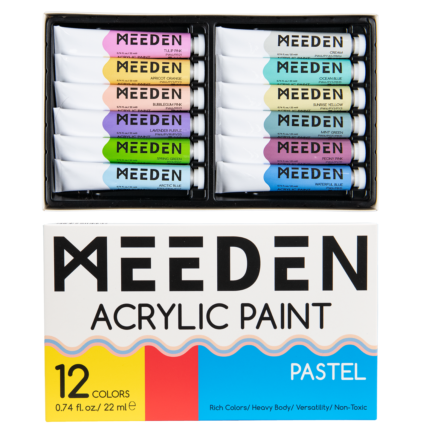 MEEDEN Art pastel acrylverf set 12 kleuren - 1