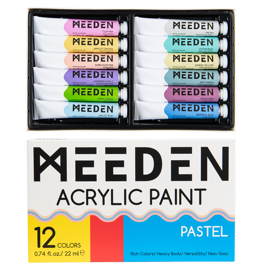 MEEDEN Art pastel acrylverf set 12 kleuren - 1