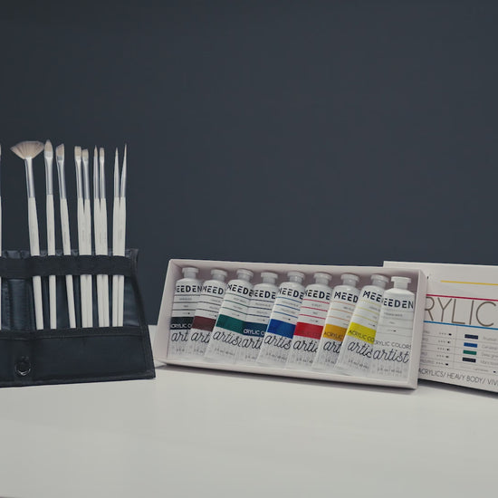 MEEDEN Art artist grade acrylverf set 9 kleuren - video
